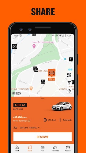 SIXT rent. share. ride. plus. Screenshot3