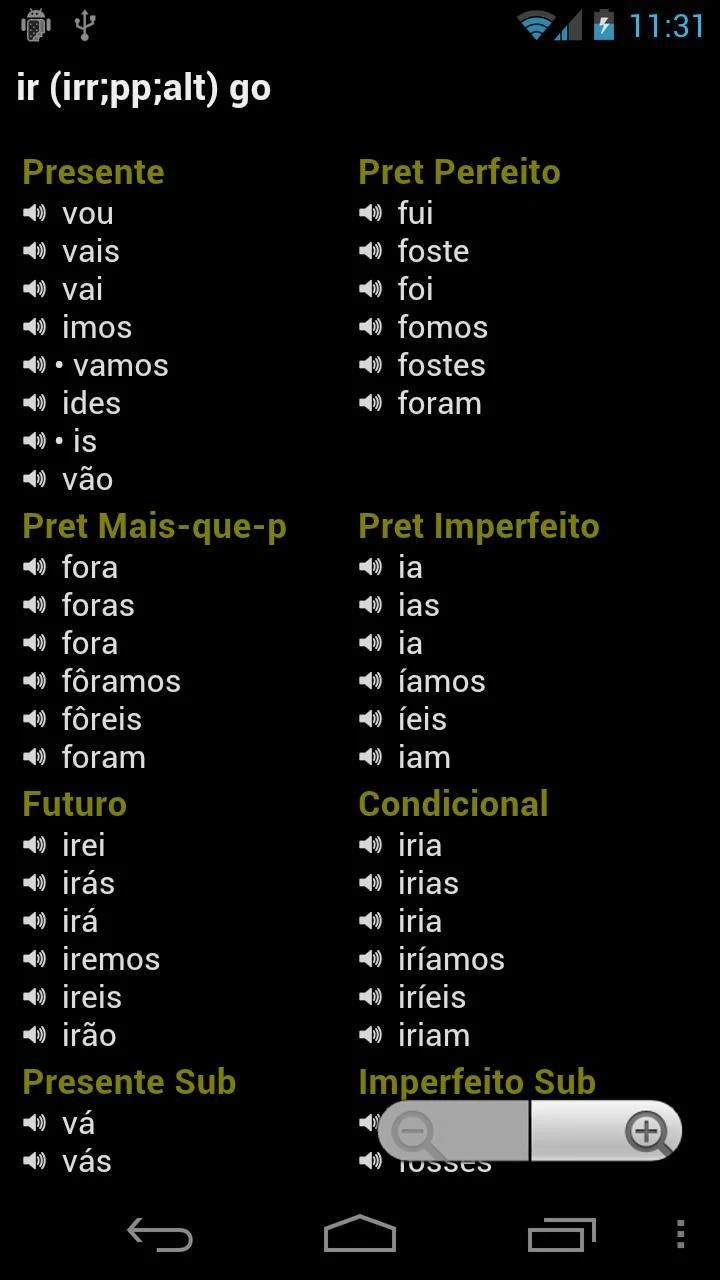 Portuguese Verbs Screenshot2