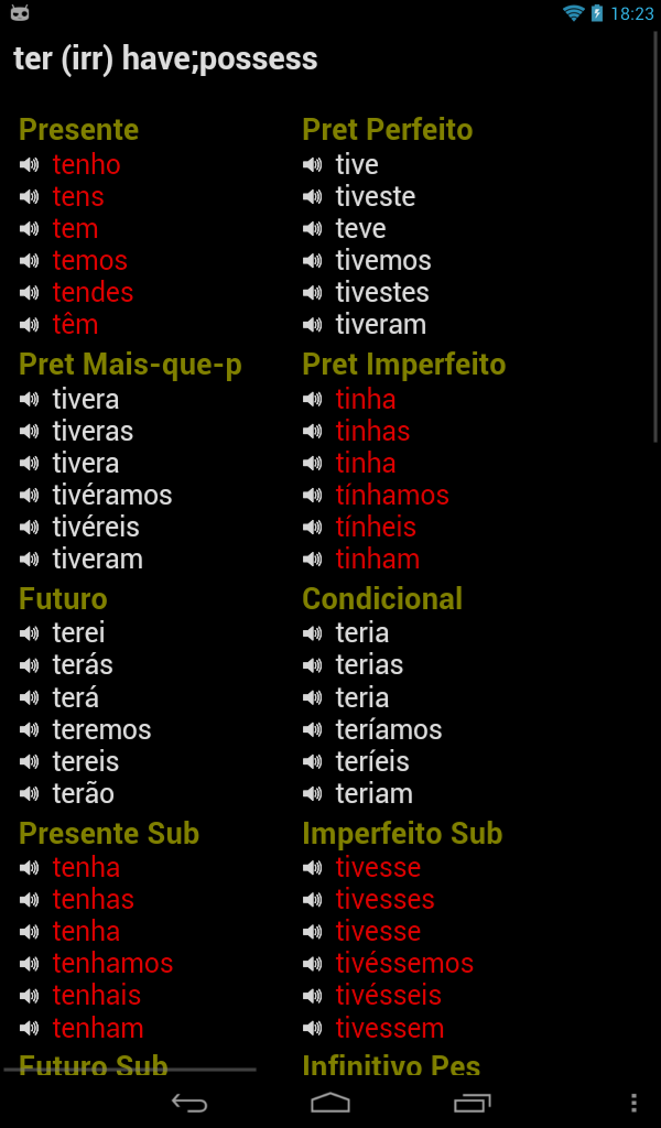 Portuguese Verbs Screenshot9