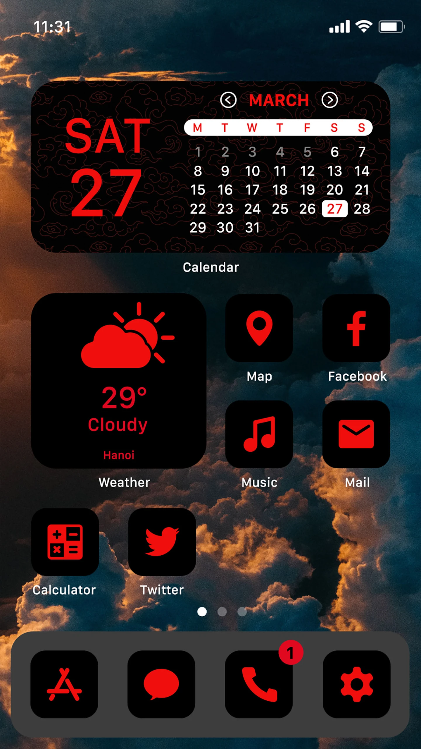 Wow Red Black Theme, Icon Pack Screenshot1
