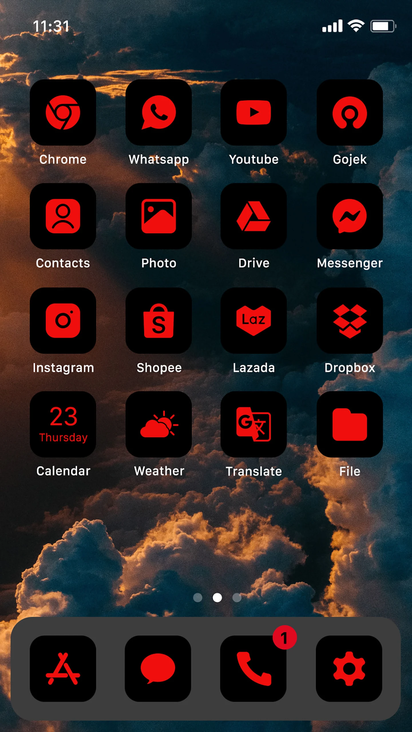 Wow Red Black Theme, Icon Pack Screenshot2