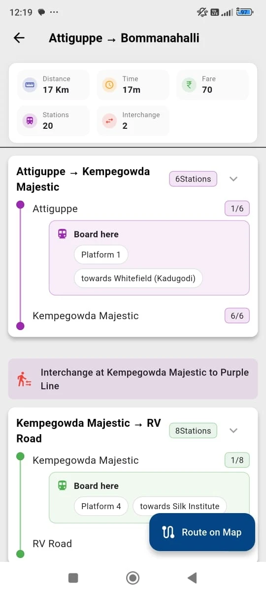 Bangalore Metro Route Map Fare Screenshot9