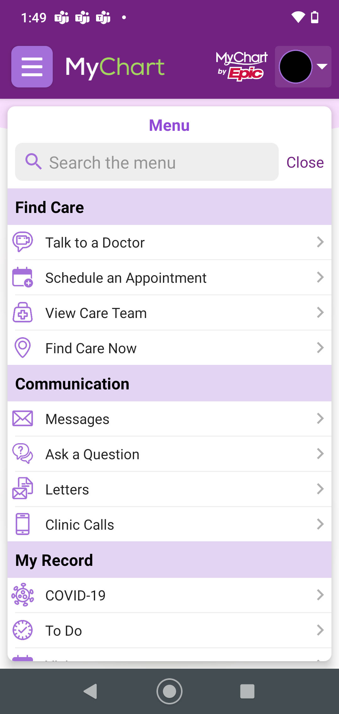 Trinity Health MyChart Screenshot3