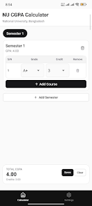 NU CGPA Calculator Screenshot2