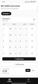 NU CGPA Calculator Screenshot3