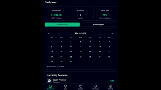 ekspeer: Subscription & Budget Screenshot14