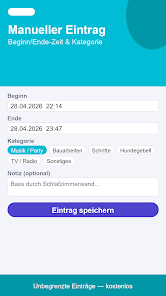 LärmLog: Noise Documentation Screenshot2