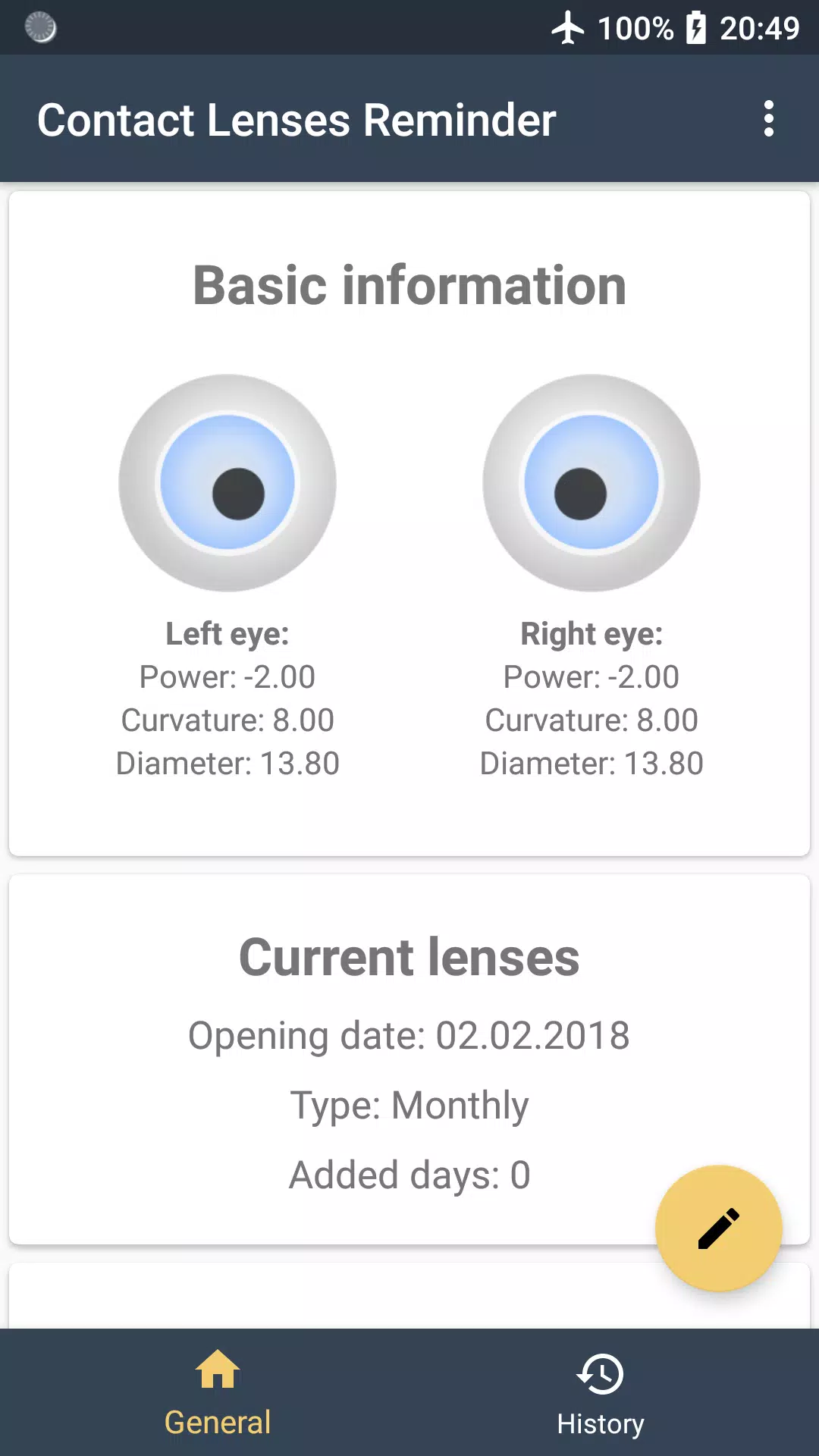 Contact Lenses Reminder Screenshot1